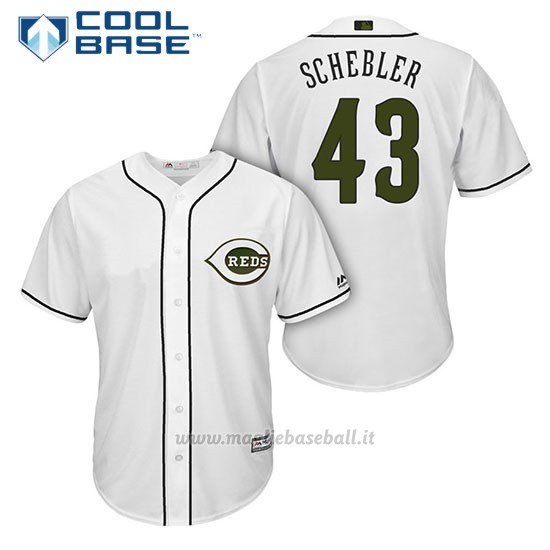 Maglia Baseball Uomo Cincinnati Reds 43 Scott Schebler Bianco2018 Alterner Cool Base